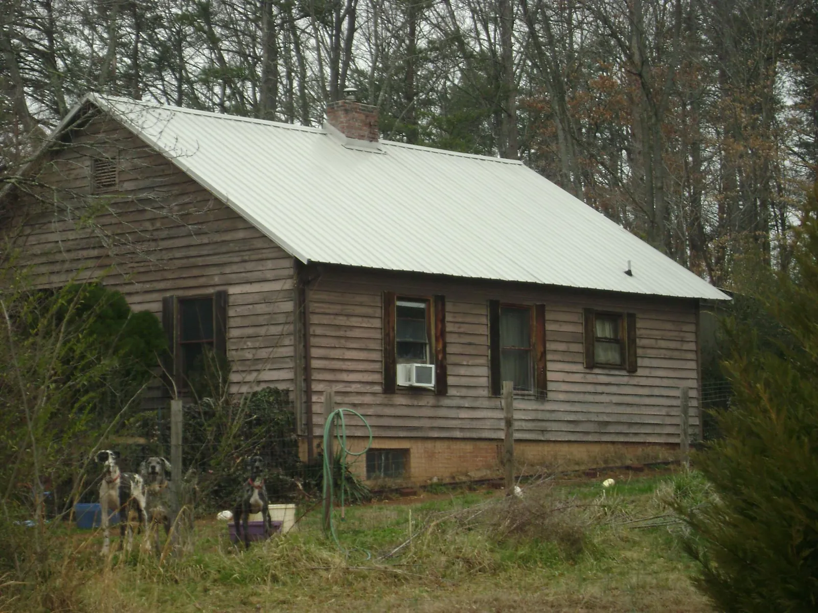 White metal roof on an old wood sided farmhouse, from a Metal Roof Installation job in Acme